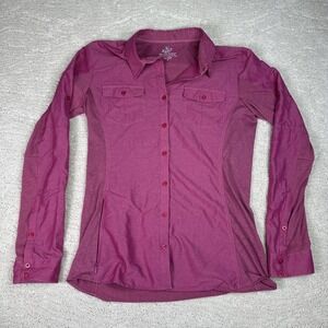 Women's Kuhl Small Pink Button Hiking Long Sleeve Shirt Pocket Outdoor